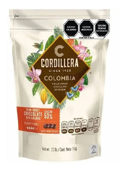 Chocolate Semiamargo 53% Cordillera 1kg Repostería Kosher