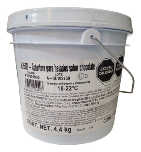 Cubeta Cobertura para Helados Sabor Chocolate Alpezzi 4.4Kg